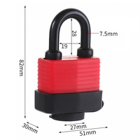 Cadenas à clé anti-coupure, anti-sablage, anti-vol, avec couvercle de protection en PVC, cylindre en laiton, étanche et anti-poussière