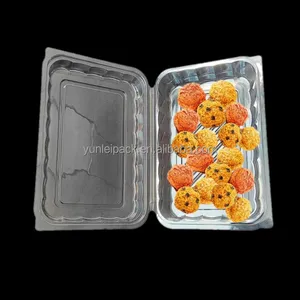 Contenants alimentaires à clapet en boîte en plastique carrée transparente à charnière haute pour animaux de compagnie