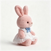 Peluche Lapin Kawaii avec Jupe en Dentelle Blanche et Nœud Bleu, Rembourrage en Coton PP Doux, Peluche Lapin Moelleuse et Confortable