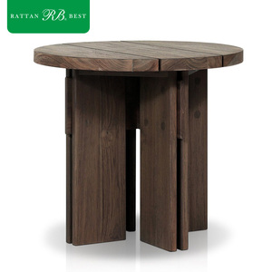 Table d'appoint ronde en teck massif foncé de luxe moderne <span class=keywords><strong>pour</strong></span> cour extérieure, <span class=keywords><strong>patio</strong></span>, ensemble de canapés - Product Image 2