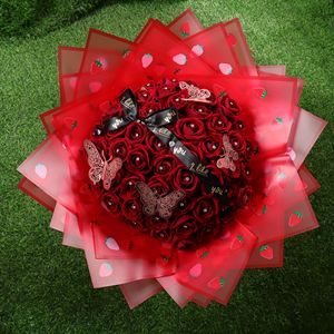 Papel de Regalo con Diseño de Fresas Rojas de 58*58cm, Papel de Envolver sin Recubrimiento ni con Recubrimiento de PE para Floristería - Product Image 4
