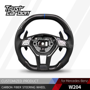 Volant en cuir perforé twill personnalisé en fibre de carbone pour W204 W212 2011-2015 GLA 45 C63 CLS63 E550 AMG - Product Image 2