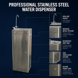 <span class=keywords><strong>Fontaine</strong></span> à <span class=keywords><strong>eau</strong></span> froide en acier inoxydable à 2 robinets avec bulleur pour salle de sport, bureau, hôtel, usine - Product Image 3