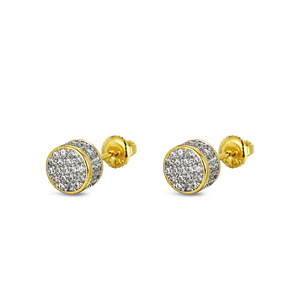 Stud Earrings Round Micro Pave Zircon Ball Geometric Design Silver Two Tone Party Fashion Jewelry - Product Image 5