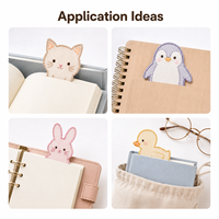 Marque-pages en organza brodés sur mesure, style japonais et coréen, animaux mignons (chat, pingouin, baleine), papeterie en tissu, cadeau pour enfants
