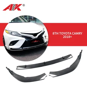 3PCS Black/Carbon Look Front Bumper lip High Quality Body Kit Spoiler Lip For 8th Toyota Camry 2018-