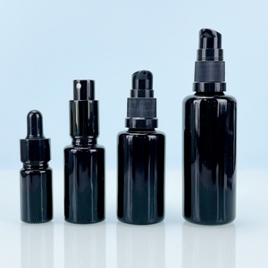 Hot Sale <b>Black</b> UV protection Violet Lotion Bottle with <b>Pump</b> Cap Silk Screen logo 30ml 50ml 100ml Cosmetic Essential Oil Bottle - Product Image 2