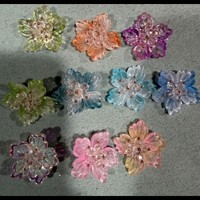 Aplikasi Bunga Resin Kecil Buatan Tangan Grosir, Kancing Bunga Resin Dekoratif, Aplikasi Kelopak Jahit Tangan untuk Aksesori Pakaian