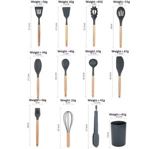 Ensemble de 12 spatules et cuillères en silicone antiadhésives, antidérapantes, résistantes aux hautes températures, ustensiles de cuisine de qualité alimentaire - Product Image 4