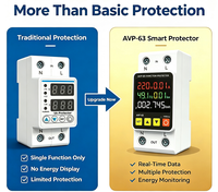 Protecteur de tension/courant/fréquence/puissance/énergie monophasé AC 220V 63A 1 KVA Régulateur de tension automatique pour usage domestique