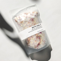 Garam Mandi Grosir OEM, Garam Mandi Kristal Himalaya Alami Mewah Dengan Bunga, Untuk Spa, Kemasan Besar