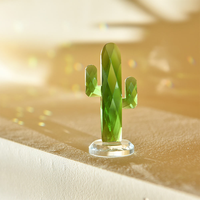 Support de Bague en Verre Cactus Diamanté Écologique Luxe Noël Élégant Sculpté Gravé Décoration Attrape-Soleil Neopoly