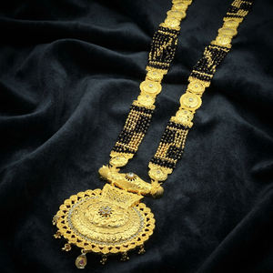 Wholesale 24K Micro Gold Forming AD Stone Mangalsutra with Big Pendant, <b>Bridal</b> Long Mangalsutra, Traditional Wedding Mangalsutra - Product Image 3