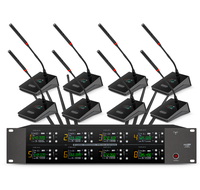 Microphone sans fil 8 canaux 100M 4*50 points de fréquence Matériel métallique Système de modulation de fréquence UHF infrarouge pour extérieur OEM