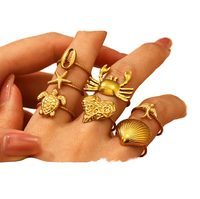 Pas de décoloration résistant au ternissement en acier inoxydable crabe cluster anneau réglable mode bijoux incrustation réglage CNAS certifié marque-IS