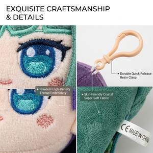 Muñeco de Peluche de Personaje de Anime Kawaii de 10 cm, Llavero de Peluche, Muñeca Hanfu de Estilo Chino, Juguete de Peluche Suave con Cabello Verde y Morado, Regalo de <span class=keywords><strong>Manga</strong></span> - Product Image 2