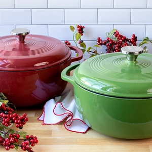Ensemble de <span class=keywords><strong>casseroles</strong></span> en fonte émaillée multicolores de grande taille, design européen, de la marque Bright Houseware, compatible gaz et <span class=keywords><strong>induction</strong></span> - Product Image 5