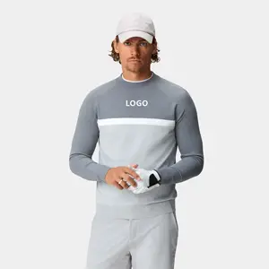 Custom logo 100% Cotton tshirts Casual Warmth Quick Drying Quality Crew Neck Long Sleeve Golf T Shirt For Men