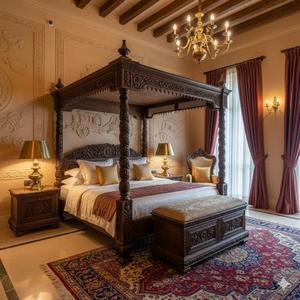 Muebles de Dormitorio de Diseño Antiguo Europeo, Juego de Dormitorio de Madera Clásico Francés de Lujo, Cama King Size con Función de Almacenamiento - Product Image 1