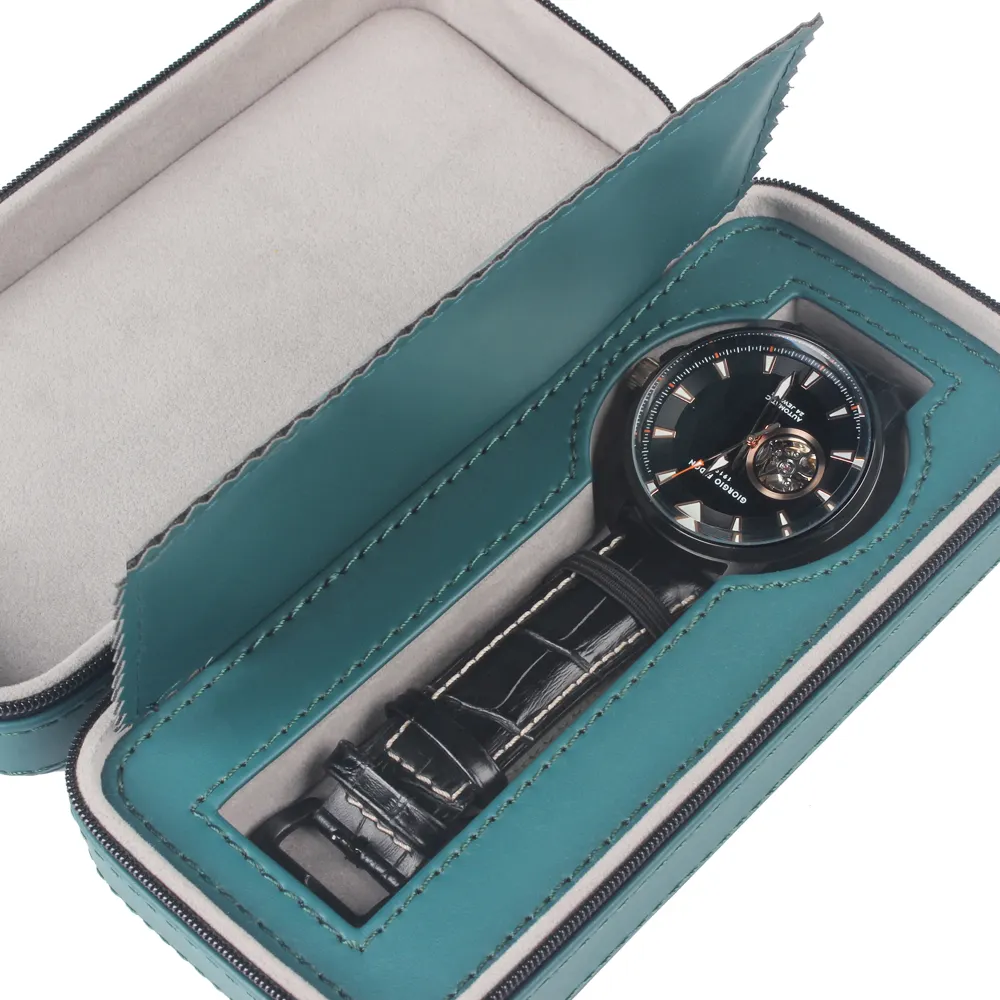 Watch Roll Luxury Portable Leather Jewelry Box Single Zipper Closure Watch Jewelry Gift Travel Packaging Storage Watch Box