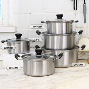 Ensemble de casseroles <span class=keywords><strong>en</strong></span> acier inoxydable Yolecen, design classique, 10 pièces, pots de cuisine rouges avec couvercles <span class=keywords><strong>en</strong></span> <span class=keywords><strong>verre</strong></span> noir, pots à soupe et poêles - Product Image 4