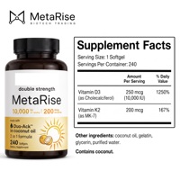 Capsules de Vitamine D3 K2 de Haute Qualité Certifiées GMP, Formule à l'Huile de Coco Facile à Avaler pour Adultes (Ne convient pas aux nouveau-nés)