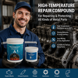 450 ° Compuesto de Reparación Metálica de Alta Temperatura, Masilla de Soldadura en Frío para Tuberías, Bridas, Bloques de Motor, Carcasas de Turbinas, Moldes y Hornos - Product Image 1