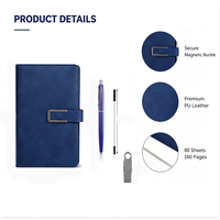 Set de Regalo Empresarial de Lujo, Cuaderno de PU con Logotipo Personalizado, Bolígrafo, Memoria USB, Set de Regalo Promocional para Clientes Empresariales