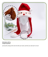 Chapeau en peluche renne amusant avec oreilles mobiles qui sautent à la pression, chapeau de Noël pour enfants, cadeau