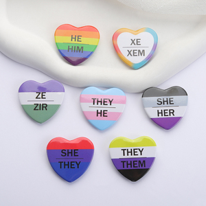 Broches en étain LGBT Pride Raimbow avec pronoms, bouton souple en forme de cœur, HE/HIM THEY/THEM, broches de revers, badges, bijoux, cadeaux - Product Image 2