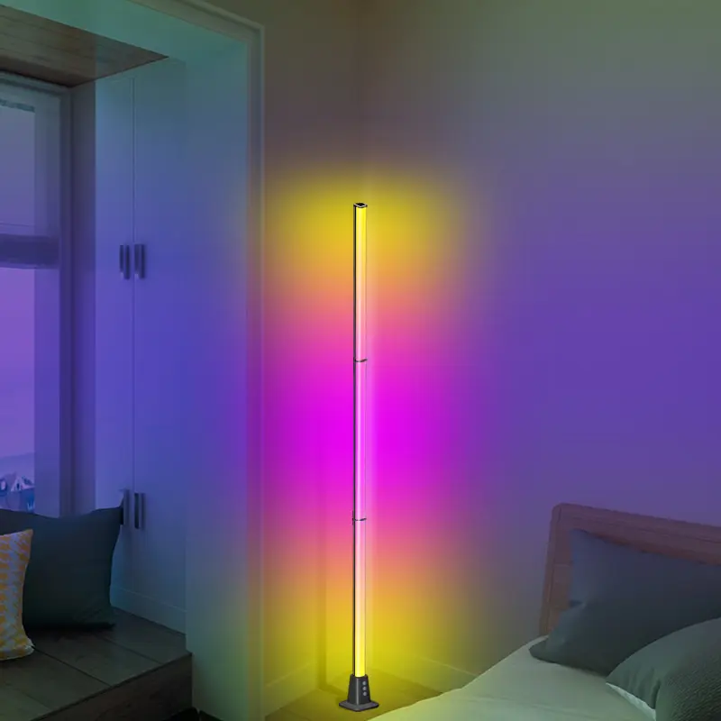 Tuya lâmpada led inteligente de canto, lâmpada de chão smart com sincronização de música rgb, moderna, decoração de casa