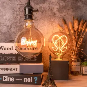 Lâmpada led de letras e26 e27 4w, letras do amor vintage retrô edison g125 filamento para decoração