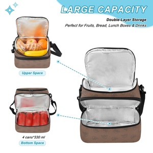 Customized BrownCharacter Checked Print Portable Thermal Lunch Reusable Insulated Tote Cooler Bag for School Snark Travel Office - Product Image 5