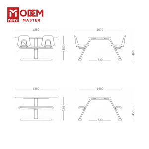 Juego de mesa y silla de comedor de restaurante de comida rápida moderna MINYI PANCA para 4 personas, muebles duraderos para comedores escolares - Product Image 3