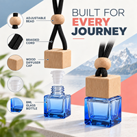 Diffuseur de parfum pour voiture en bloc de bois, logo personnalisé, flacon diffuseur de 8 ml en verre à suspendre, parfum longue durée, mini