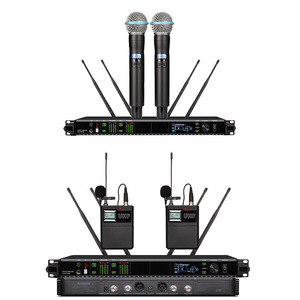 Clk <b>Wireless</b> Handheld <b>Microphone</b> Uhf Dual Port <b>Headset</b> Lapel Clip Conference Stage Karaoke - Product Image 1