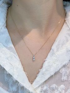 Xinfly Women's Elegant 18K Gold Triple Diamond Pendant <b>Necklace</b> Classic Yellow Gold Jewelry - Product Image 4