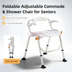 Chaise de toilette portable pliable pour fauteuil roulant, douche et salle de bain – Fauteuil roulant manuel pour personnes à mobilité réduite - Product Image 4
