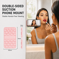 Support de téléphone à ventouse double face en silicone, 28 ventouses, support mains libres pour miroir, coussinet flexible réutilisable, logo personnalisé pour selfie vidéo