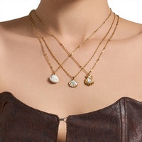 Colliers superposés dorés avec pendentif coquillage pour femme, bijoux fantaisie bohèmes de plage, chaîne délicate et élégante