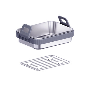 <b>Air</b> <b>Fryer</b> <b>Baking</b> <b>Tray</b> and Mat with <b>Silicone</b> Handles Rectangular Ideal for Home Use - Product Image 2