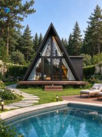 Villa Modulaire de Luxe en Acier Léger, Conteneur Extensible en Forme de A, Villa Compacte avec Façade Entièrement Vitrée pour Hébergement de Vacances, Panneaux SIP, Airbnb
