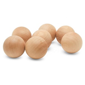 Sac de 10 boules rondes en bois dur naturel non fini - Product Image 1