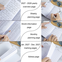 Agenda hebdomadaire A6 2027, papier blanc 70 g/m², 64 feuilles, 128 pages, carnet avec couverture en PU pour la planification des notes et l'organisation du calendrier