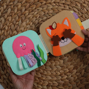 <span class=keywords><strong>Livre</strong></span> d'activités <span class=keywords><strong>personnalisé</strong></span> en feutre doux pour tout-petits, jouet éducatif sensoriel Montessori, 1-6 ans, étiquetage privé - Product Image 4