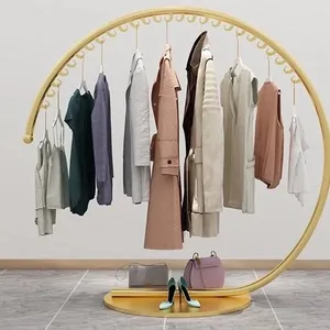 Style européen simple chambre à coucher fer Art rond étage présentoir manteau et chapeau support