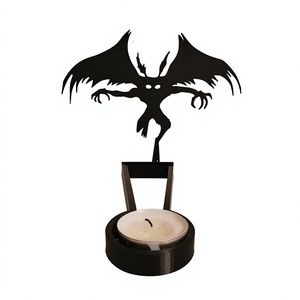 Bat Design Hanging Iron <b>Metal</b> Halloween Tea Light <b>Candle</b> <b>Holder</b> With <b>Black</b> Color For Halloween Home Decorations - Product Image 1