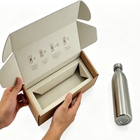 Boîte d'expédition personnalisée en papier kraft, boîte d'emballage pliable pour bouteille d'eau en acier inoxydable, emballage cadeau pour gobelet sportif