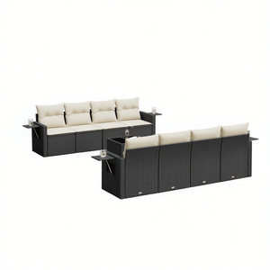 Set Divano da Giardino Nero a 6 Posti in Rattan, Arredamento da Esterno dal Design Contemporaneo Resistente alle Intemperie - Product Image 1