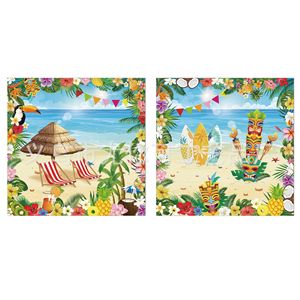 Kit de fête d'été sur le thème hawaïen, nappe jetable, assiettes, gobelets, couverts, fournitures de fête tropicales - Product Image 4